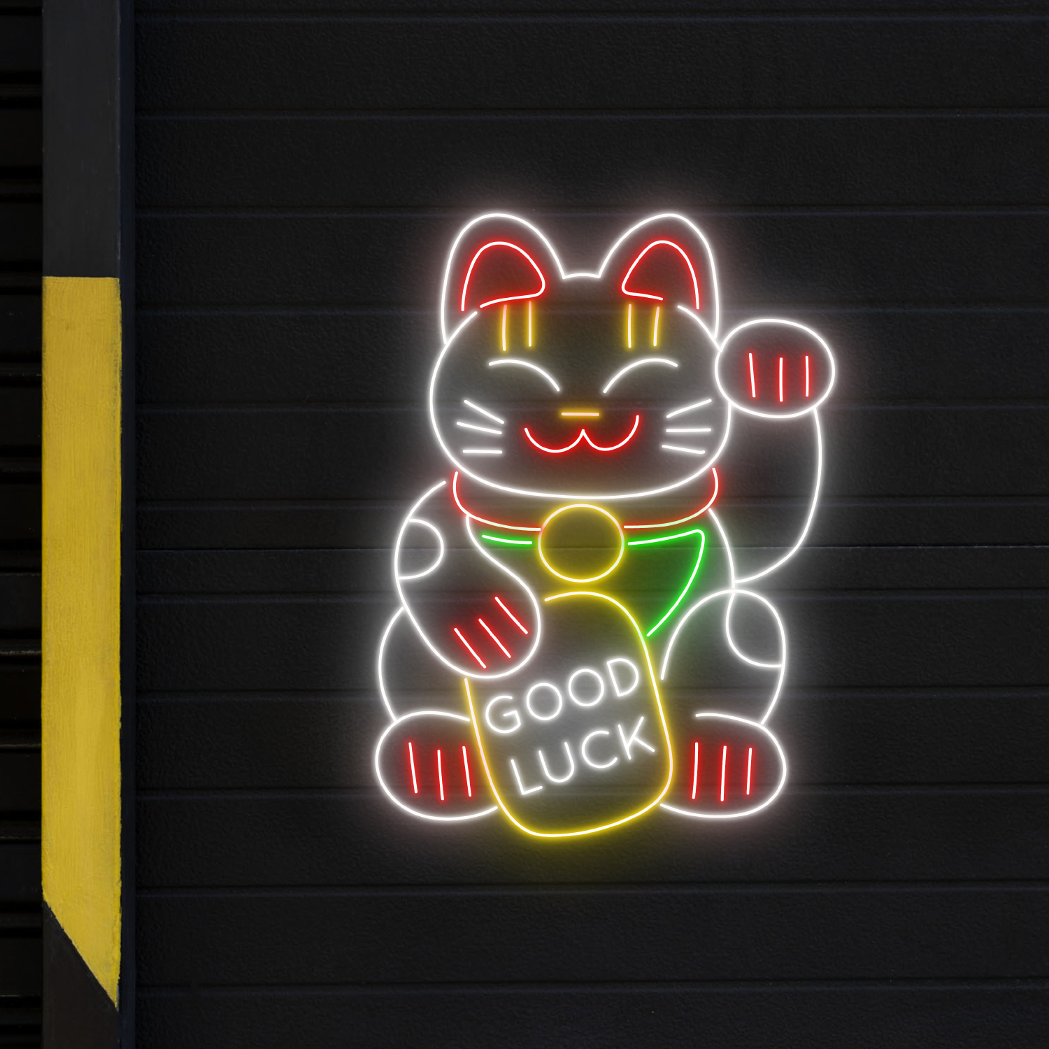 Lucky Cat Neon Sign Cute Wall Art Decor