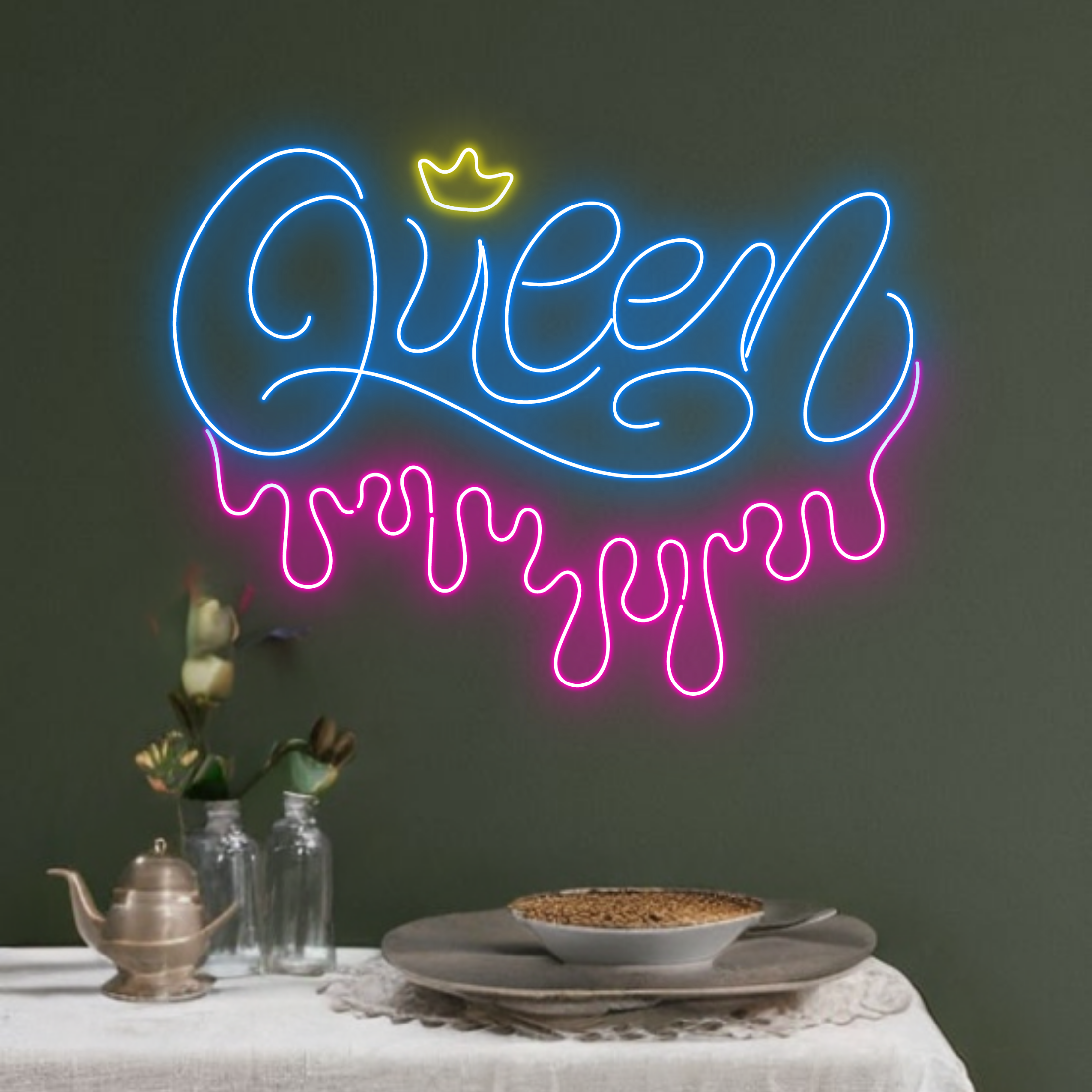 Queen Neon Sign Boutique Wall Long-lasting Lights Decor