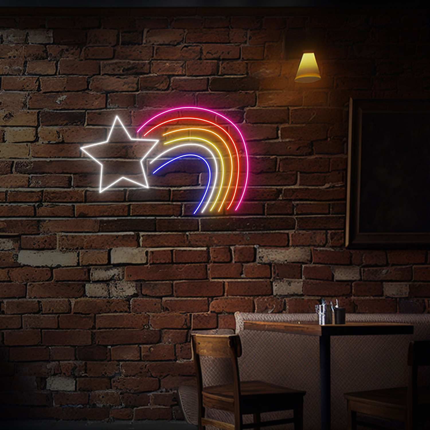 Star Rainbow Neon Sign Wall Art Decor