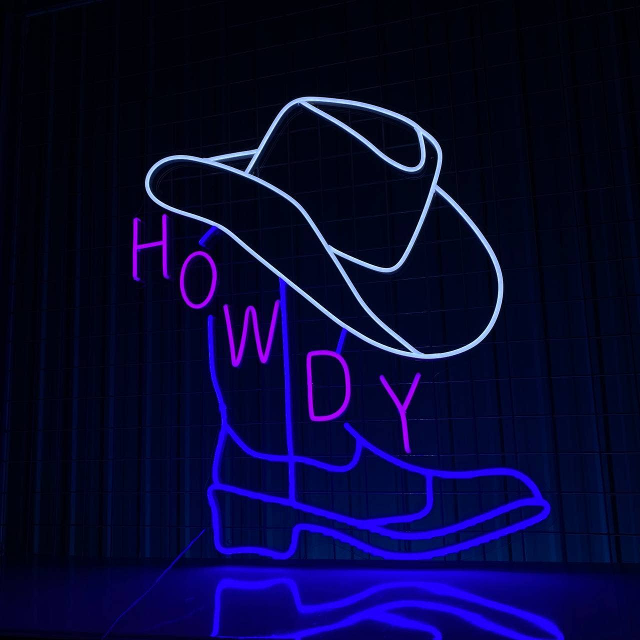 Howdy Cowboy Boots Neon Sign Wall Art Long-lasting Decor