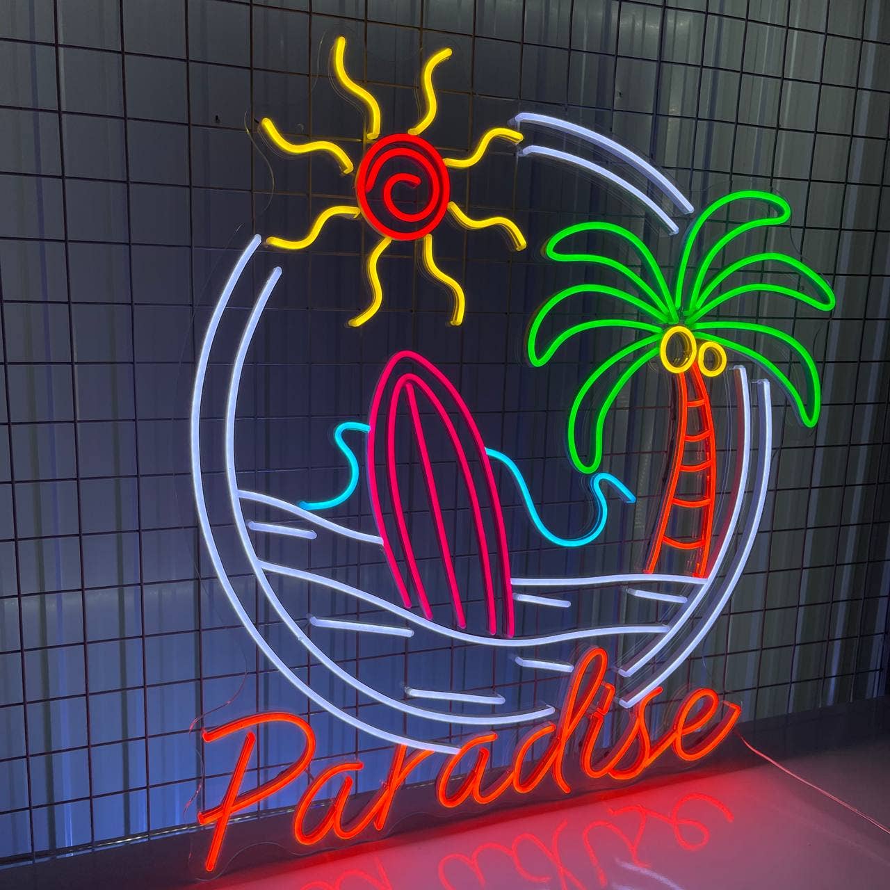 Paradise Beach View Neon Sign Summer Decor