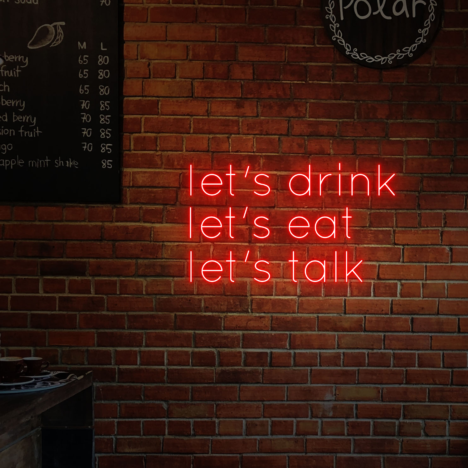 Let's Drink Let's Eat Let's Talk Neon LED Sign Restaurant Wall Art Decor