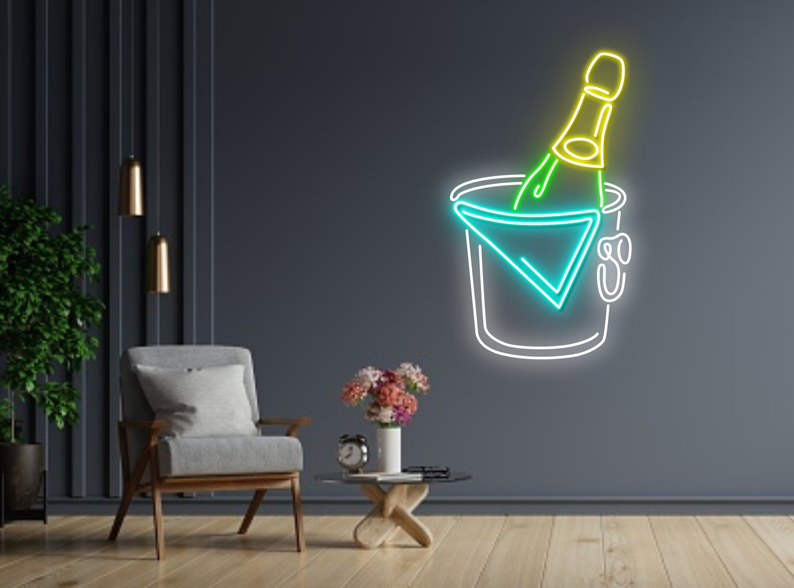 Ice Bucket Champagne Party Pub Neon Signs