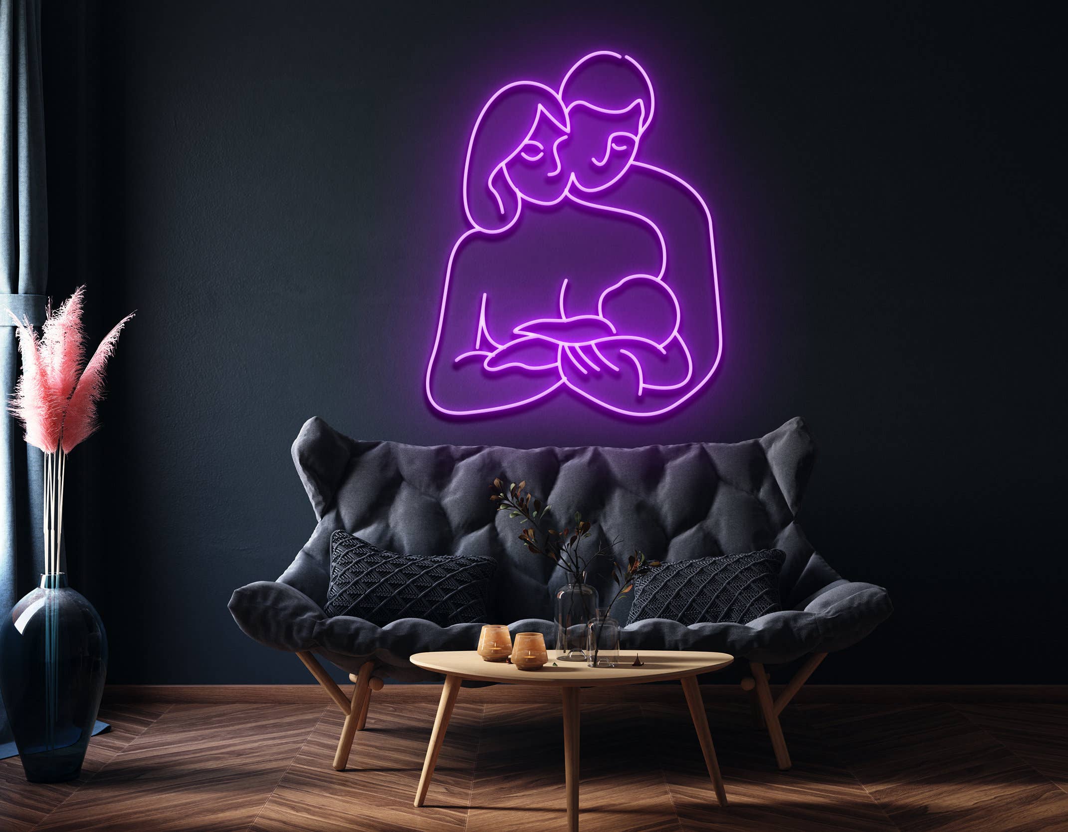 Dad Mom Baby Neon Sign Neon Sign Family Home Wall Decor