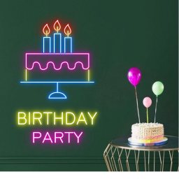 Personalize Birthday Cake Neon Sign Bakery Party Wall Decor