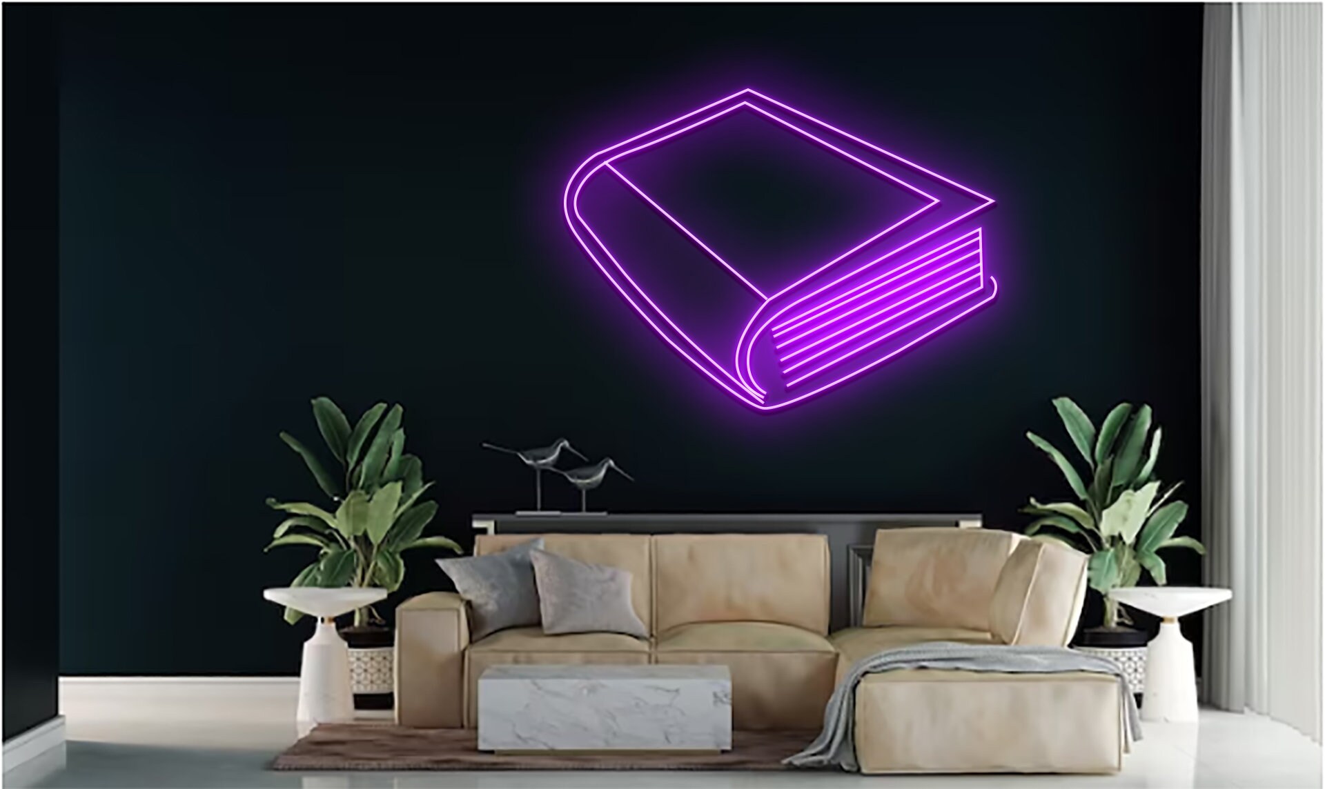 Book Line Art Neon Signs