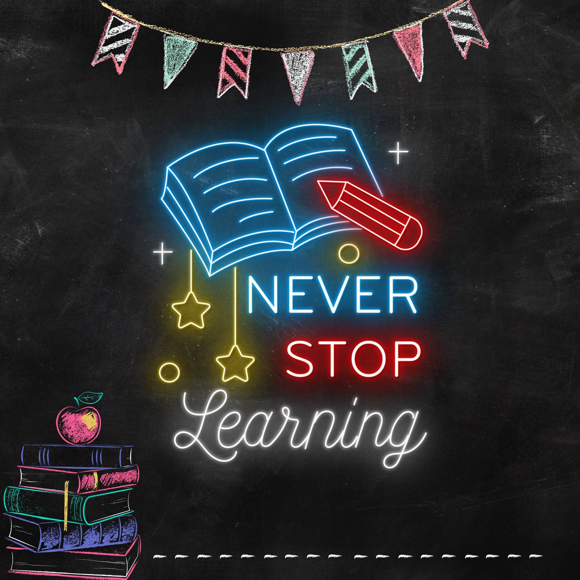 Never Stop Learning Neon Sign Class Room Quote Wall Decor