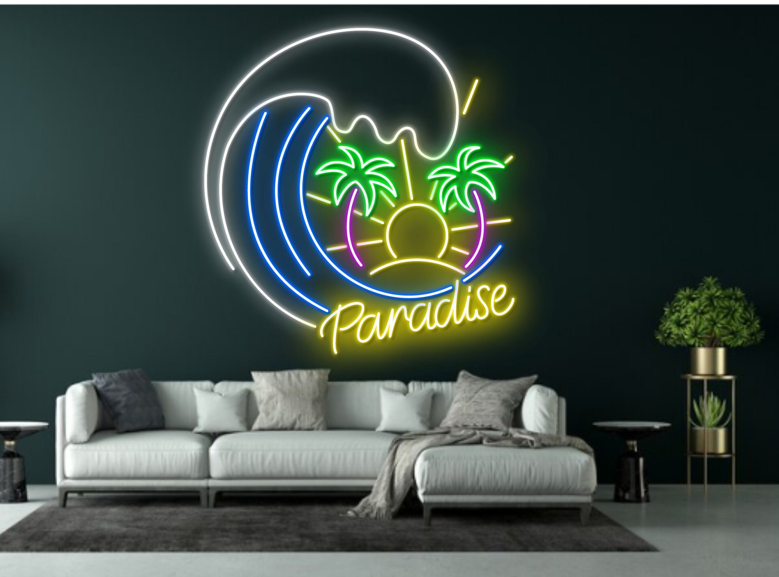 Paradise Beach View Neon Sign