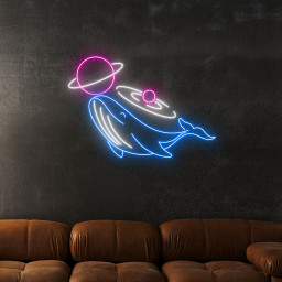 Space Whale Neon Sign Universe Art Wall Decor