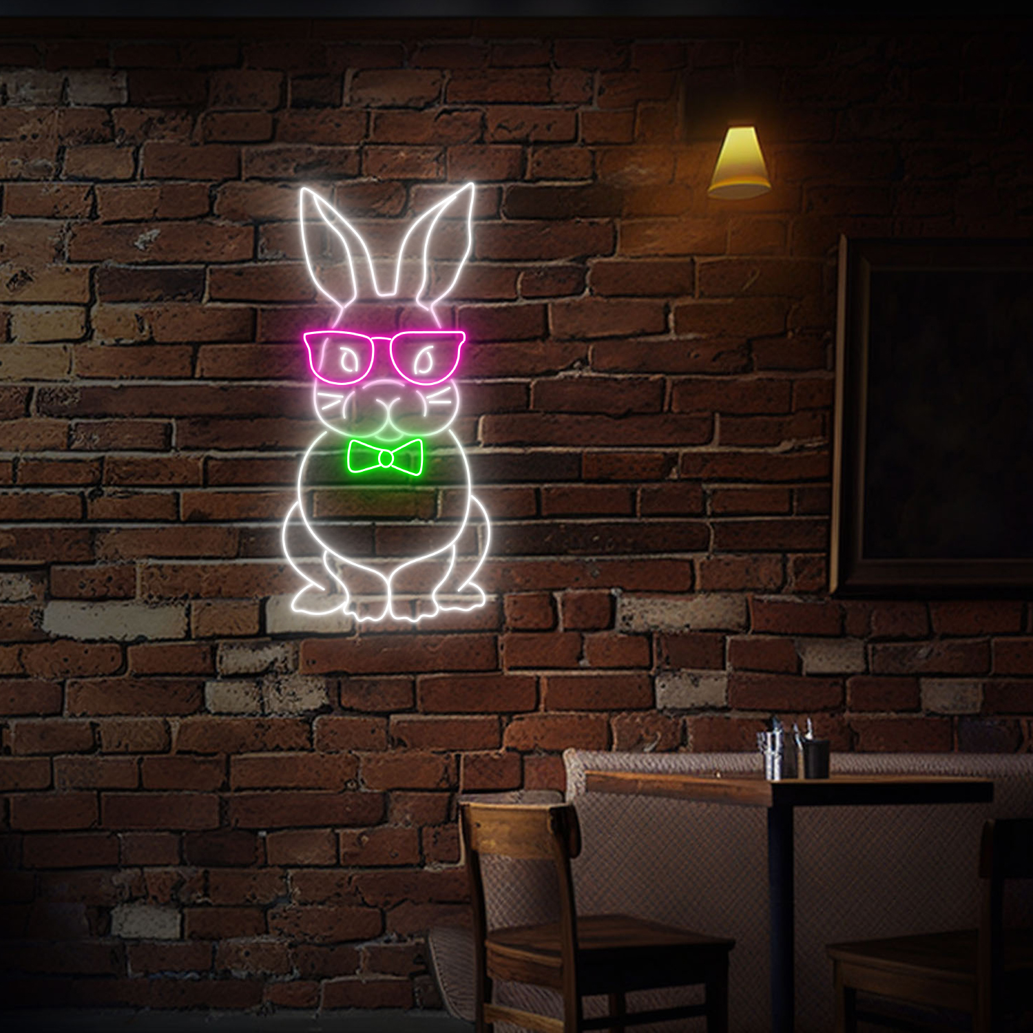 Cute Rabbit Neon Sign Bunny Wall Art Decor