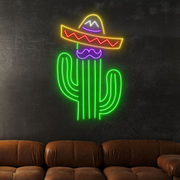 Mexican Sombrero Cactus Neon Sign