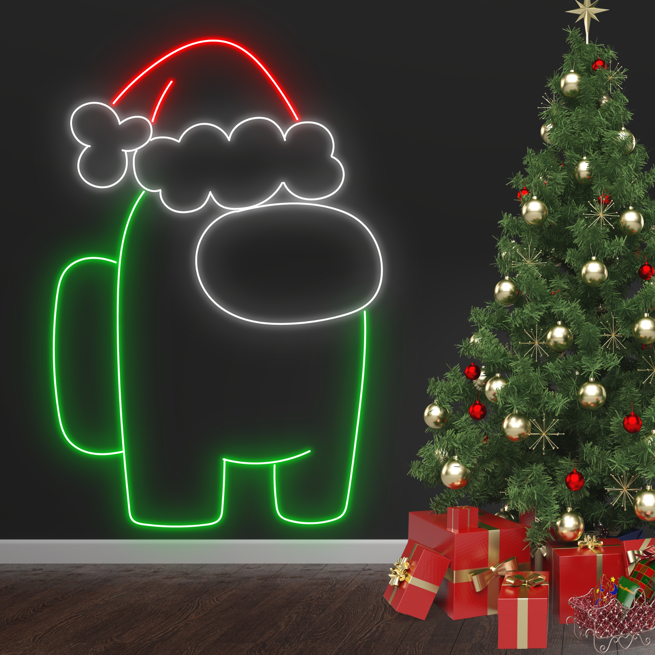Santa Among Us Neon Sign Cartoon Game Arcade Wall Decor