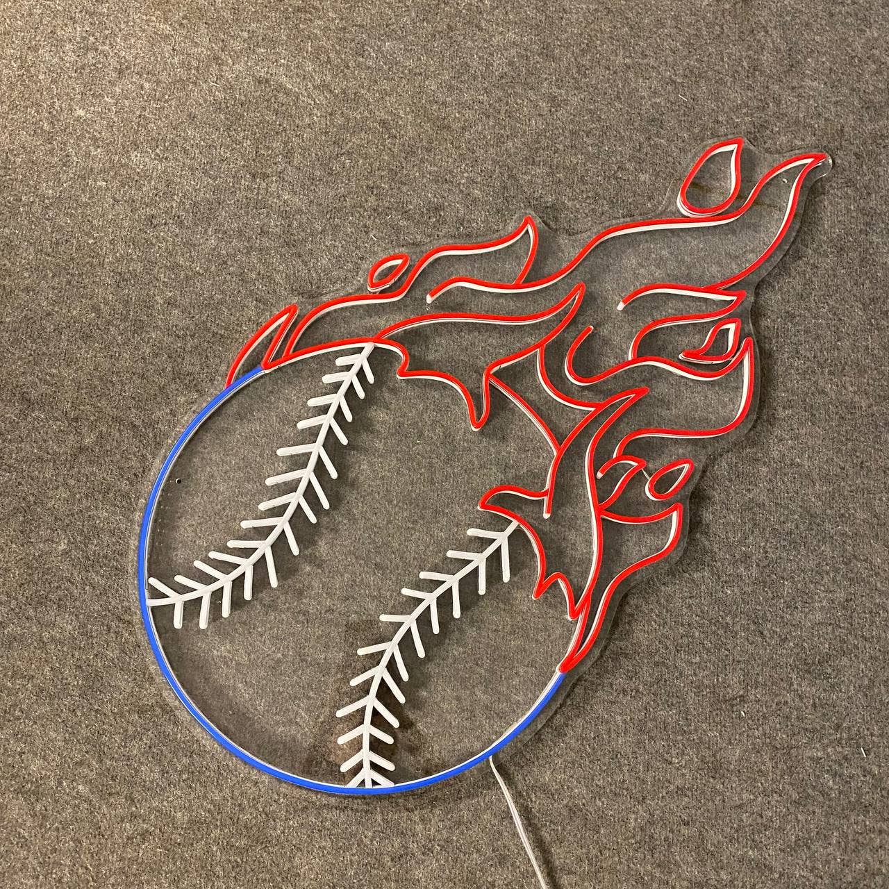 Fire Baseball Neon Sign Baseball Club Wall Decor Signboard