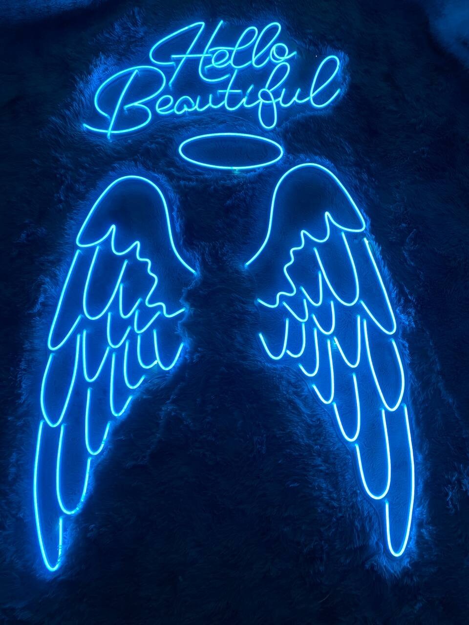 Hello Beautiful Angel Wings Neon Sign Event Decor