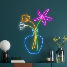 Flower Vase Neon Sign Plant Flowers Shop Decor