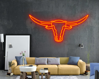 Longhorn Bull Head Skull Neon Sign