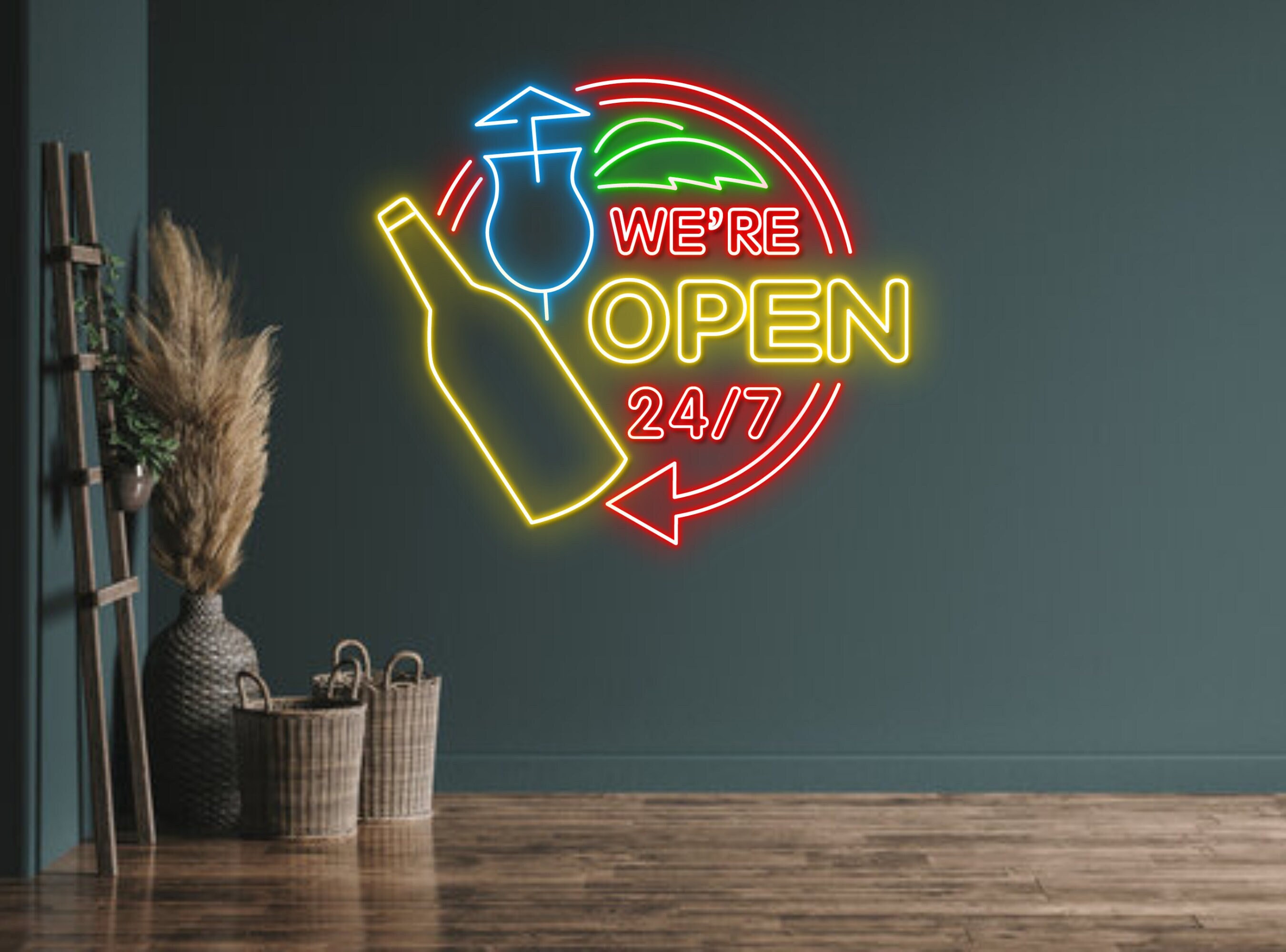 We Are Open 24/7 Neon Sign