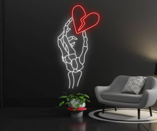 Skull Hold Break Heart Neon Sign Home Wall Art Decor