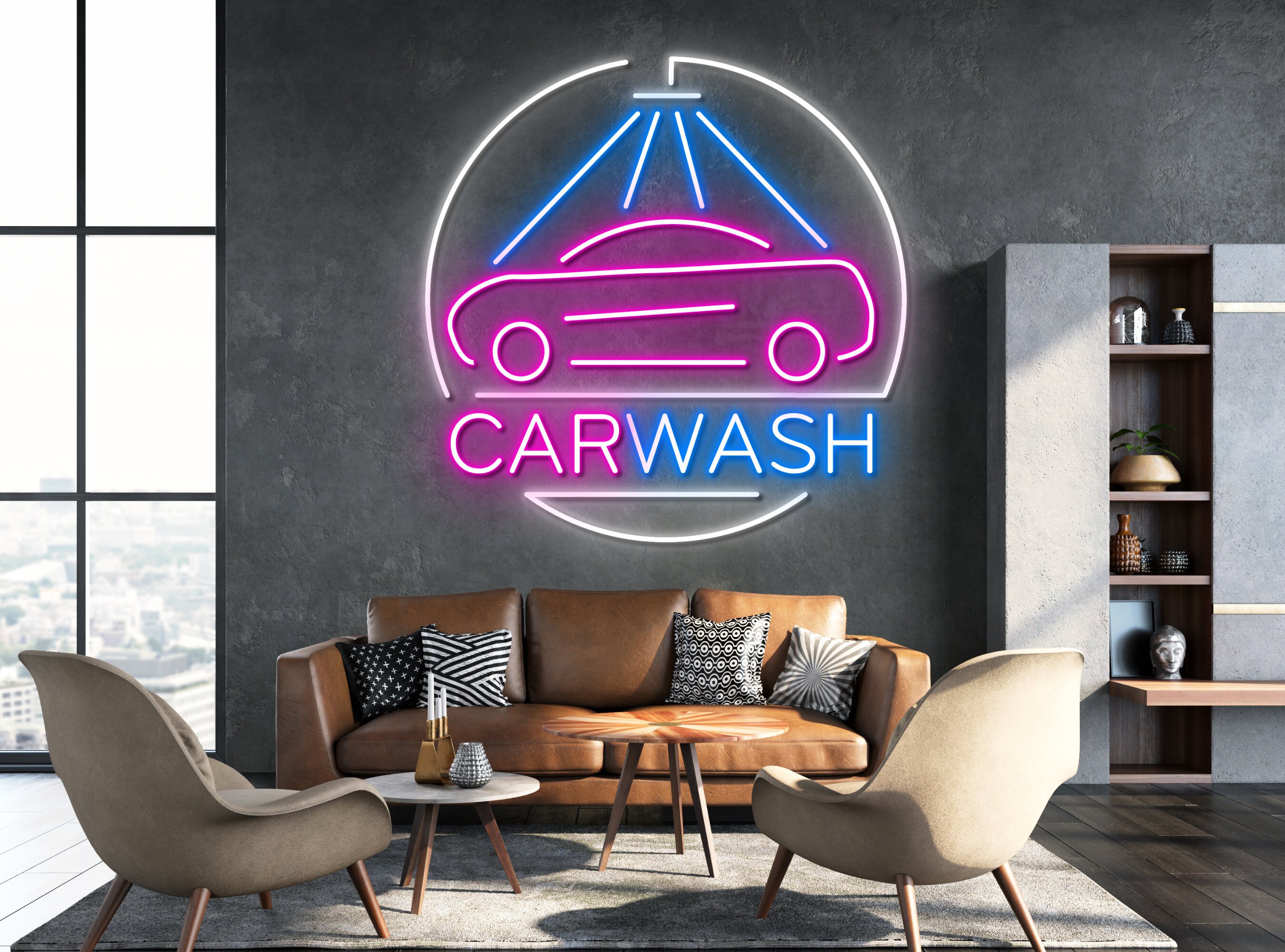 Car Washing Service Neon Sign