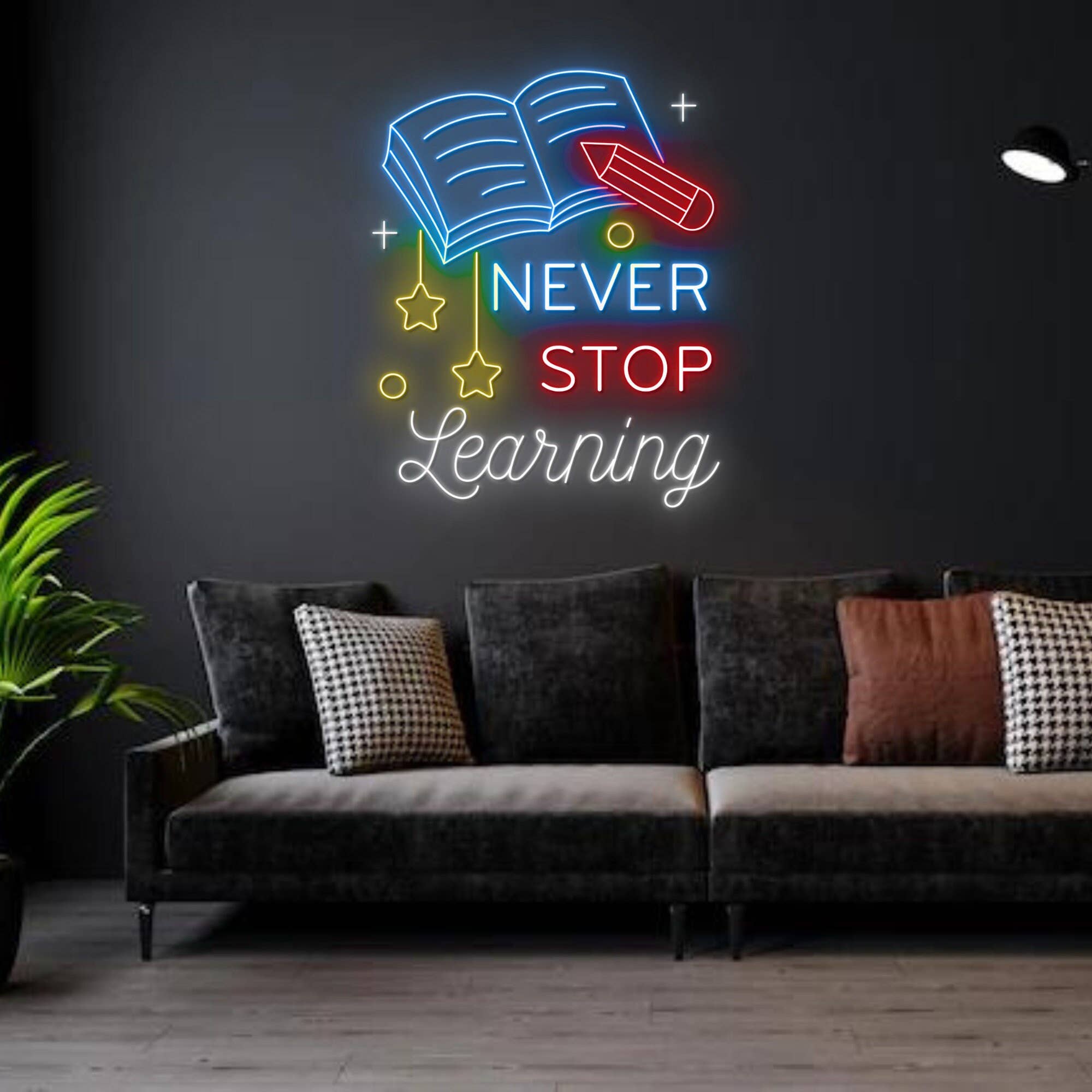 Never Stop Learning Neon Sign Class Room Quote Wall Decor