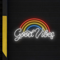 Good Vibes Rainbow Neon Sign Inspirational Quote Wall Decor