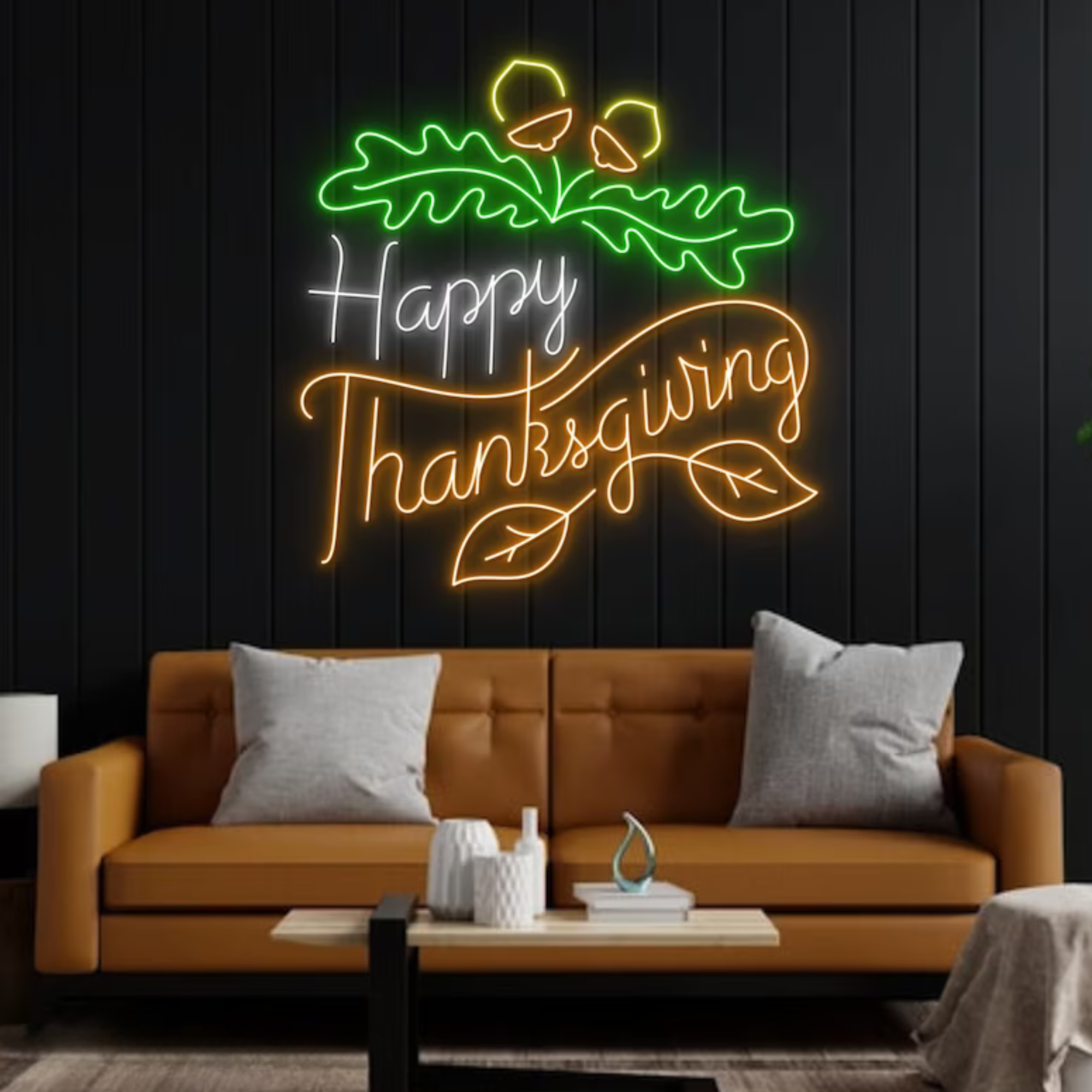 Happy Thanksgiving Neon Sign Thanksgiving Light Party Decor