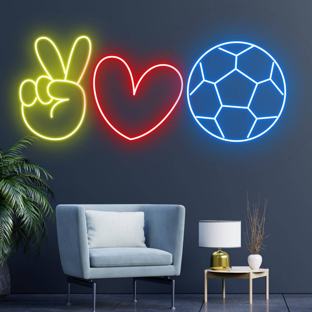 Love Soccer Football Neon Sign Soccer Club Wall Decor