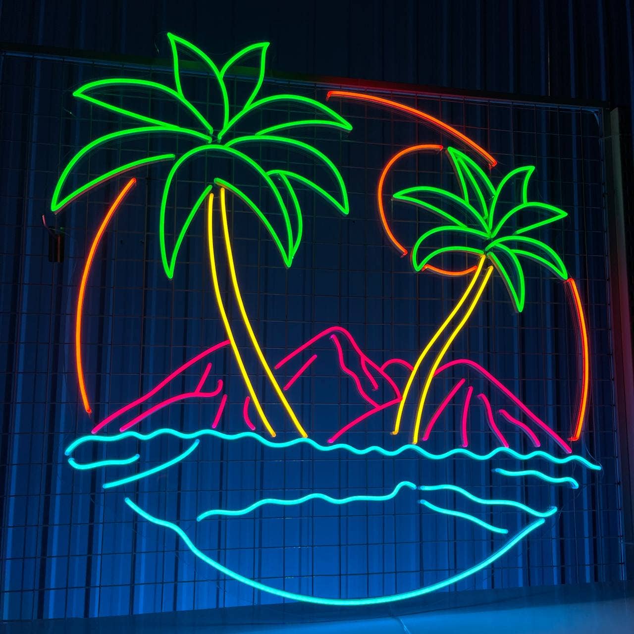 Mountain And Beach Neon Signs Tropical Wall Art Decor