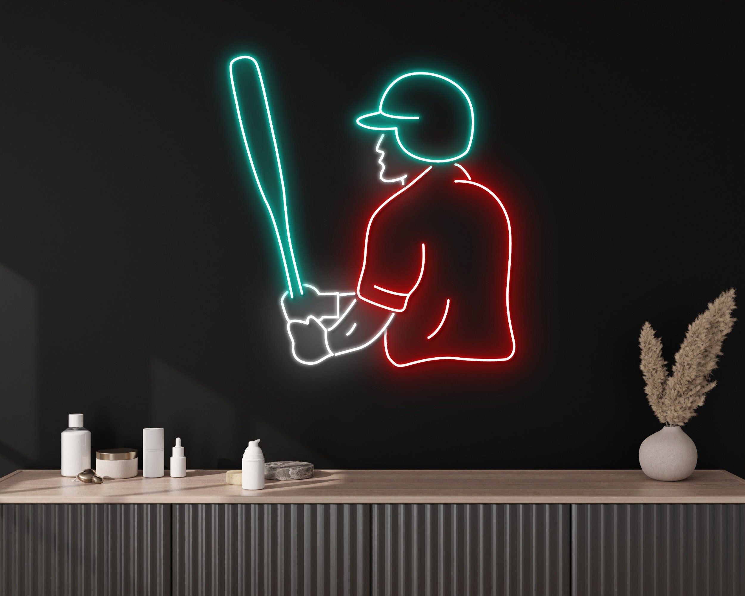 Baseball Player Neon Sign