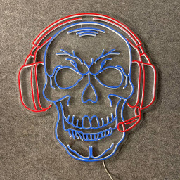 Skull Listen Music Neon Sign Halloween Wall Art Decor