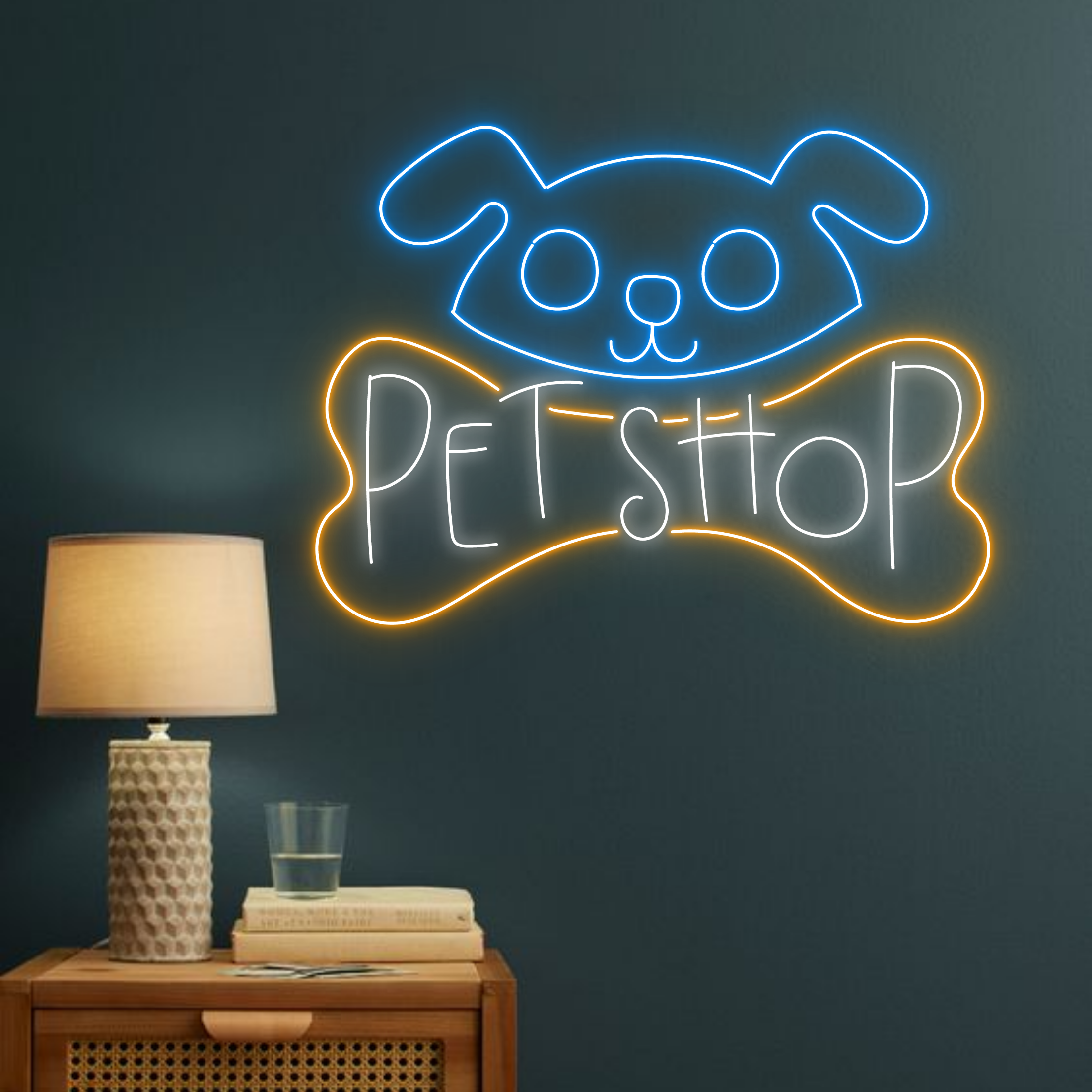 Dog Pet Shop Bone Neon Sign Pet Shop Salon Wall Decor