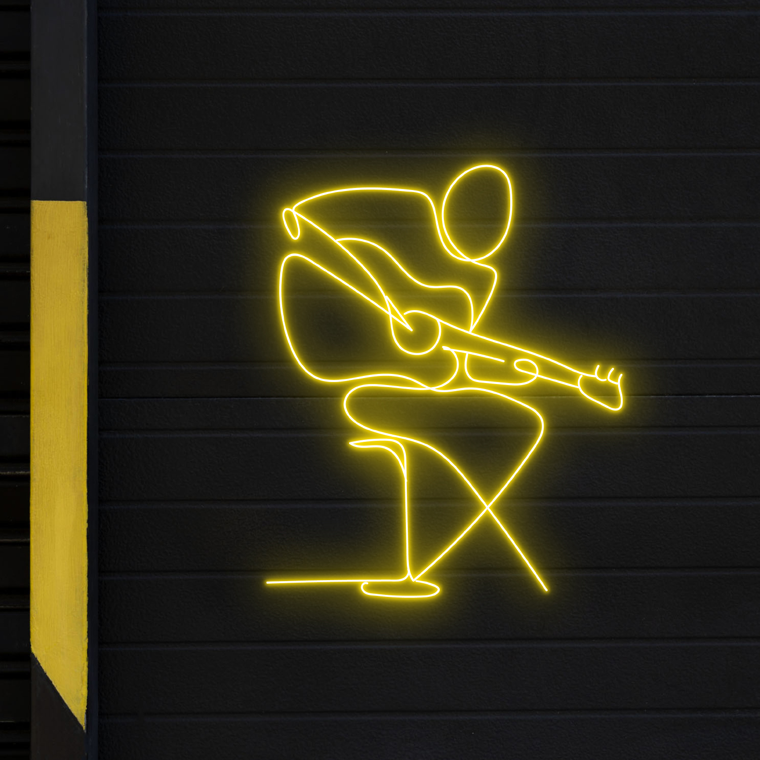 Guitarist Neon LED Sign Play Guitar Line Art Wall Home Decor