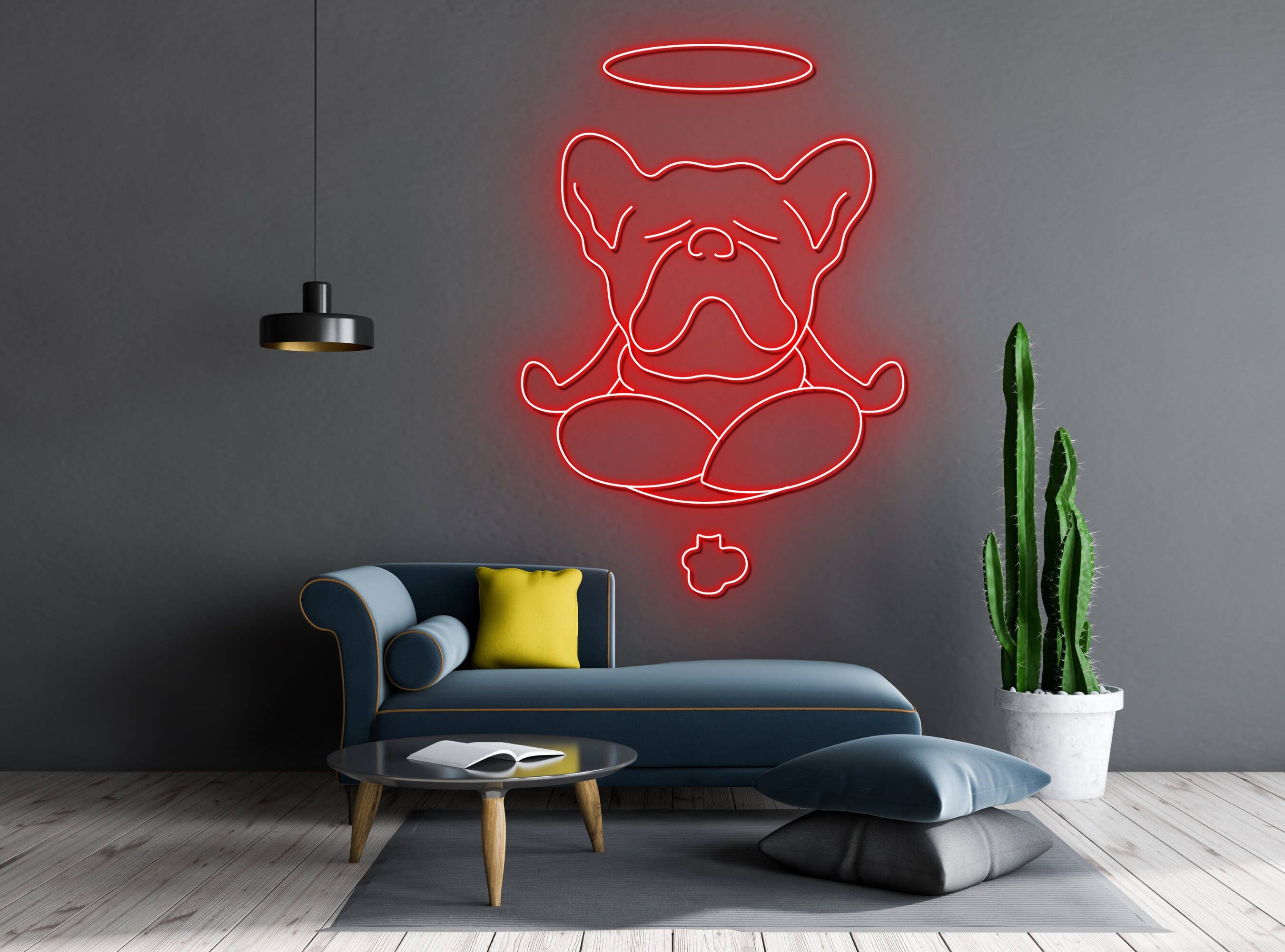 Cute Bulldog Yoga Neon Sign Wall Decor