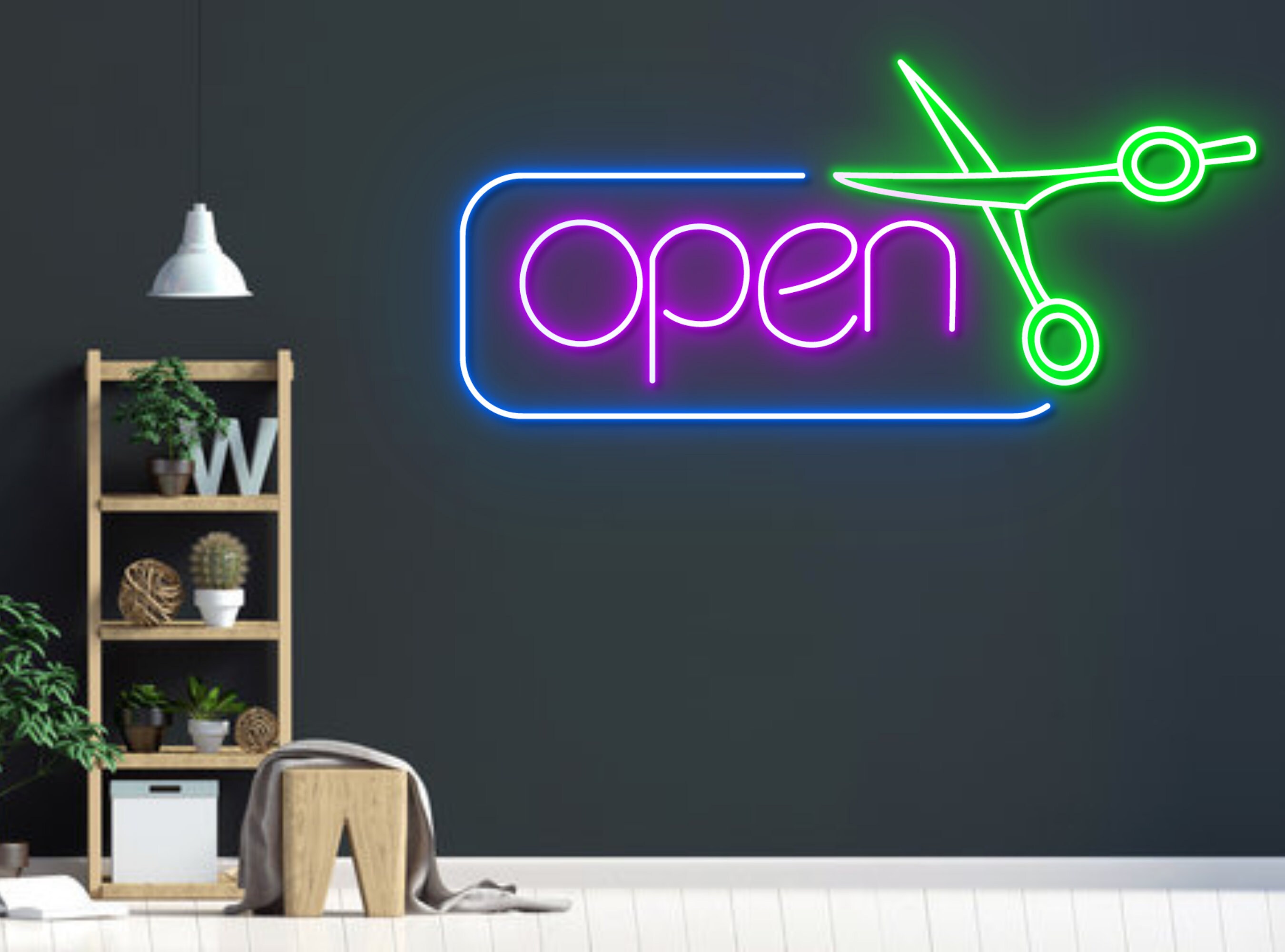 Open Barber Shop Neon Sign