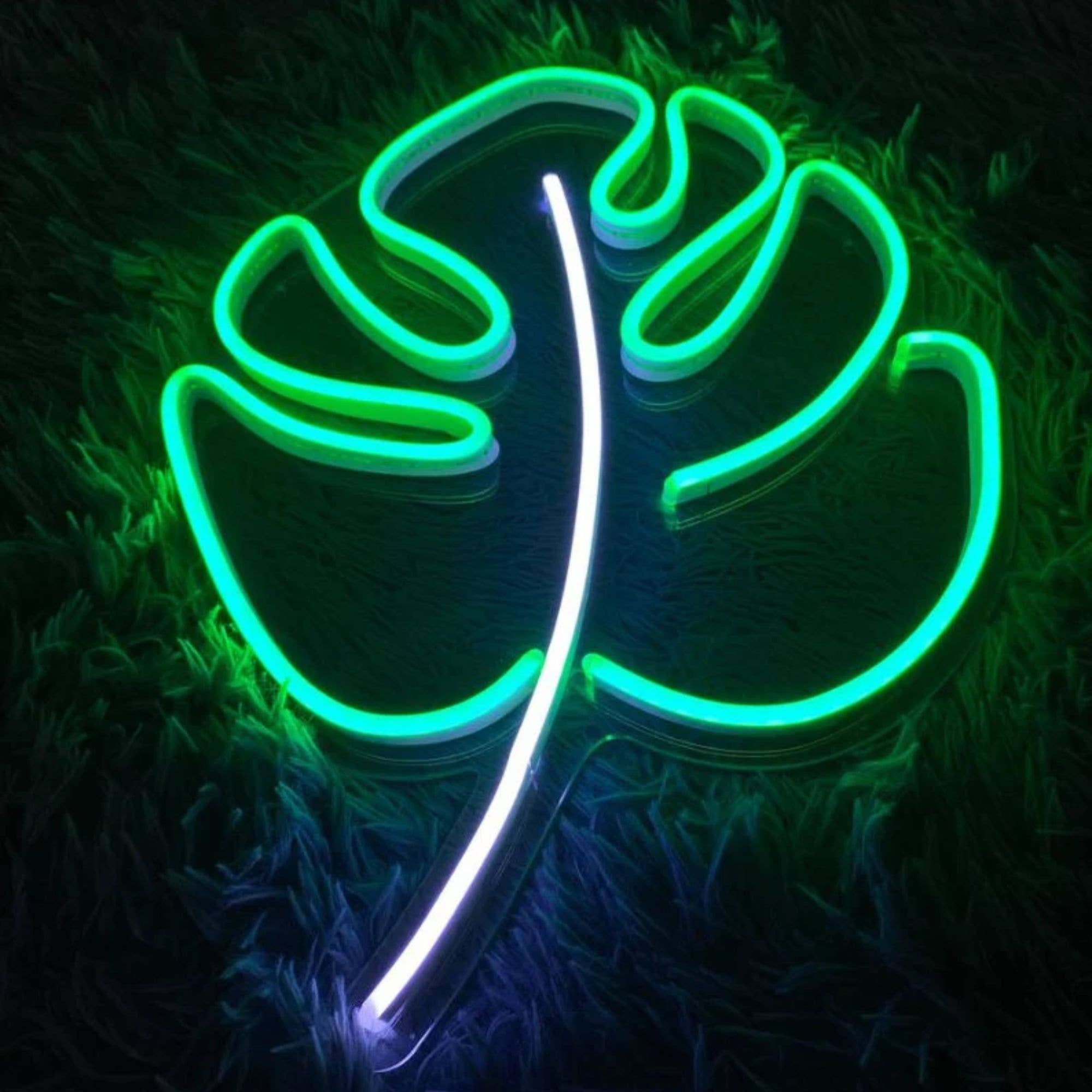 Monsteras Leaf Neon Sign Plant Flower Shop Decor