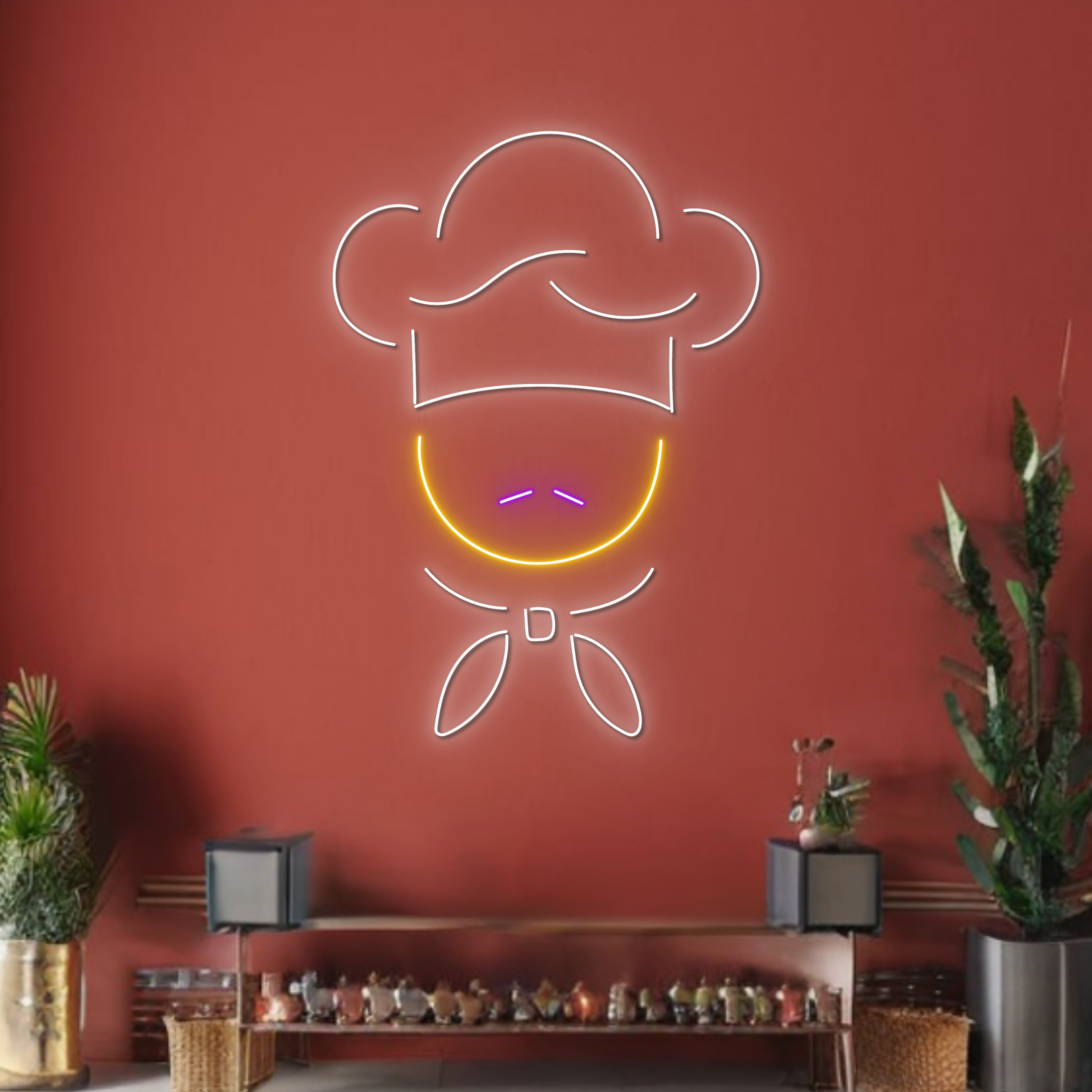 Chef Neon Sign Restaurant Logo Signboard Long-lasting Decor