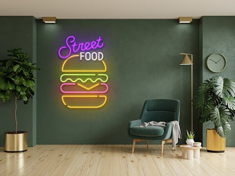 Street Food Neon Sign Kitchen Room Decor