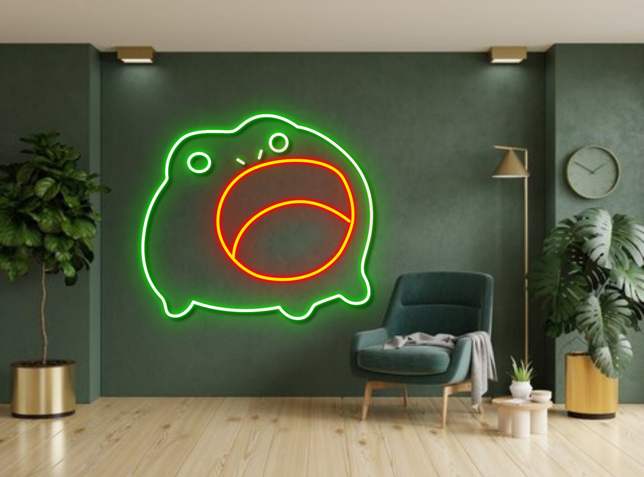 Cute Chibi Frog Screaming Neon Sign