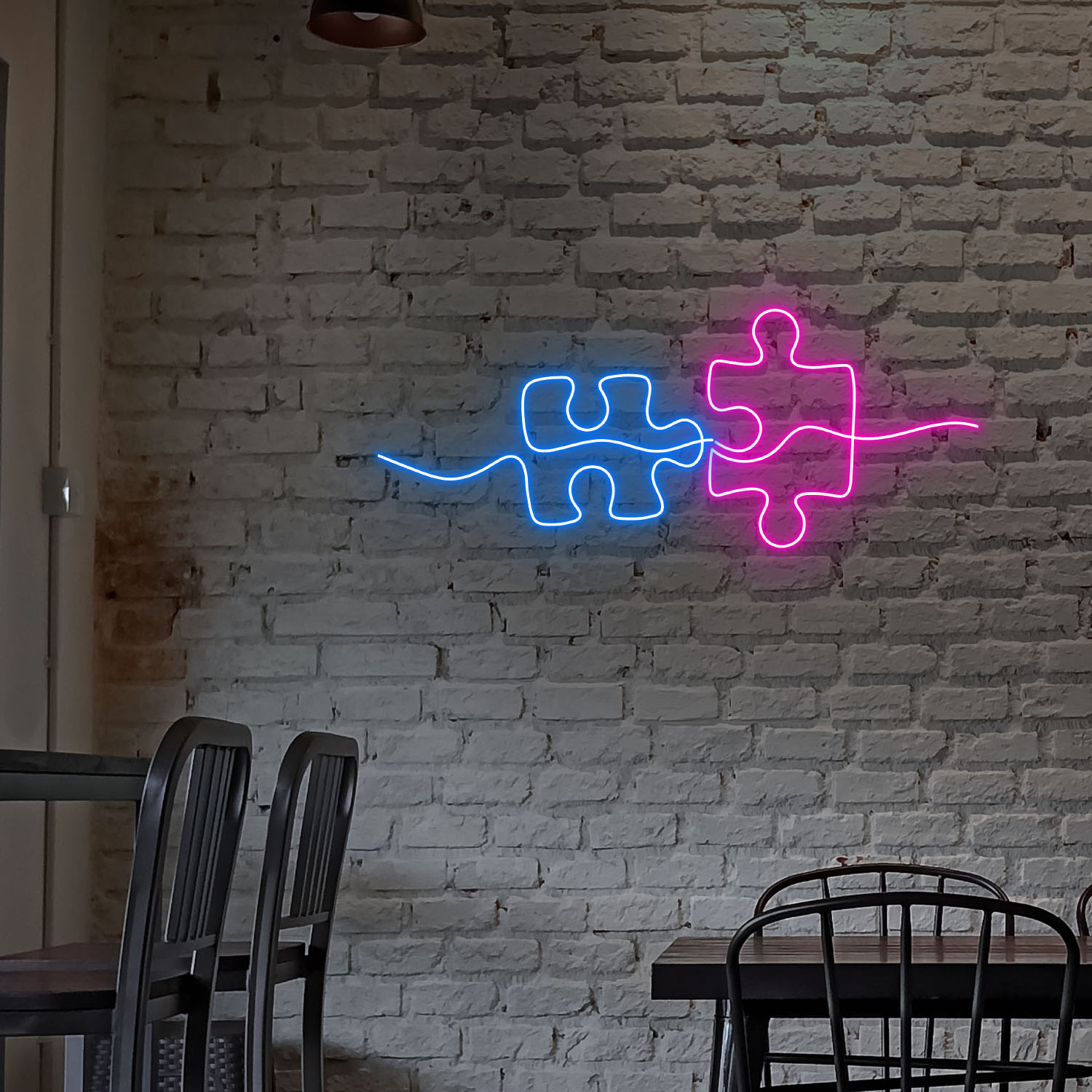 Puzzle Neon Sign Line Art Wall Decor