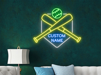 Custom Name Baseball Neon Sign Hanging Sign Wall Art