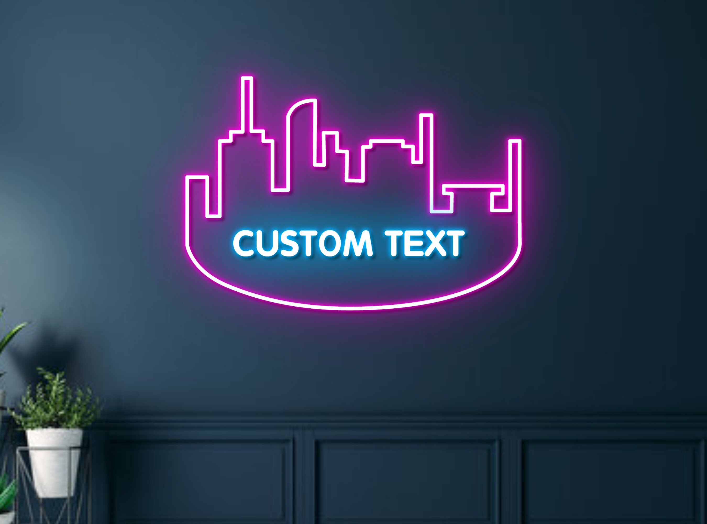 Custom City Skyline Neon Sign Bedroom Decor