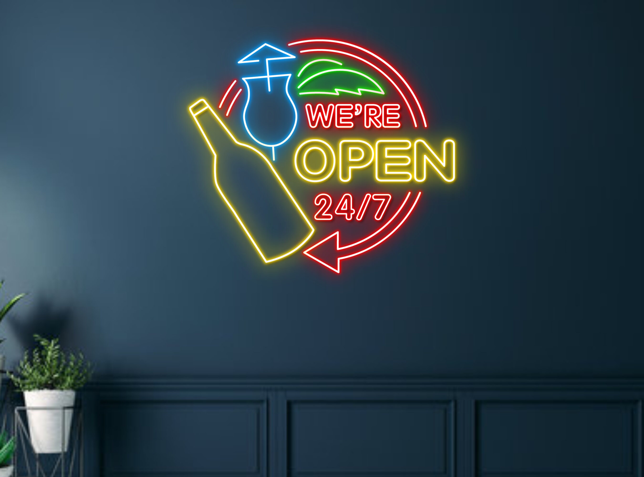 We Are Open 24/7 Neon Sign
