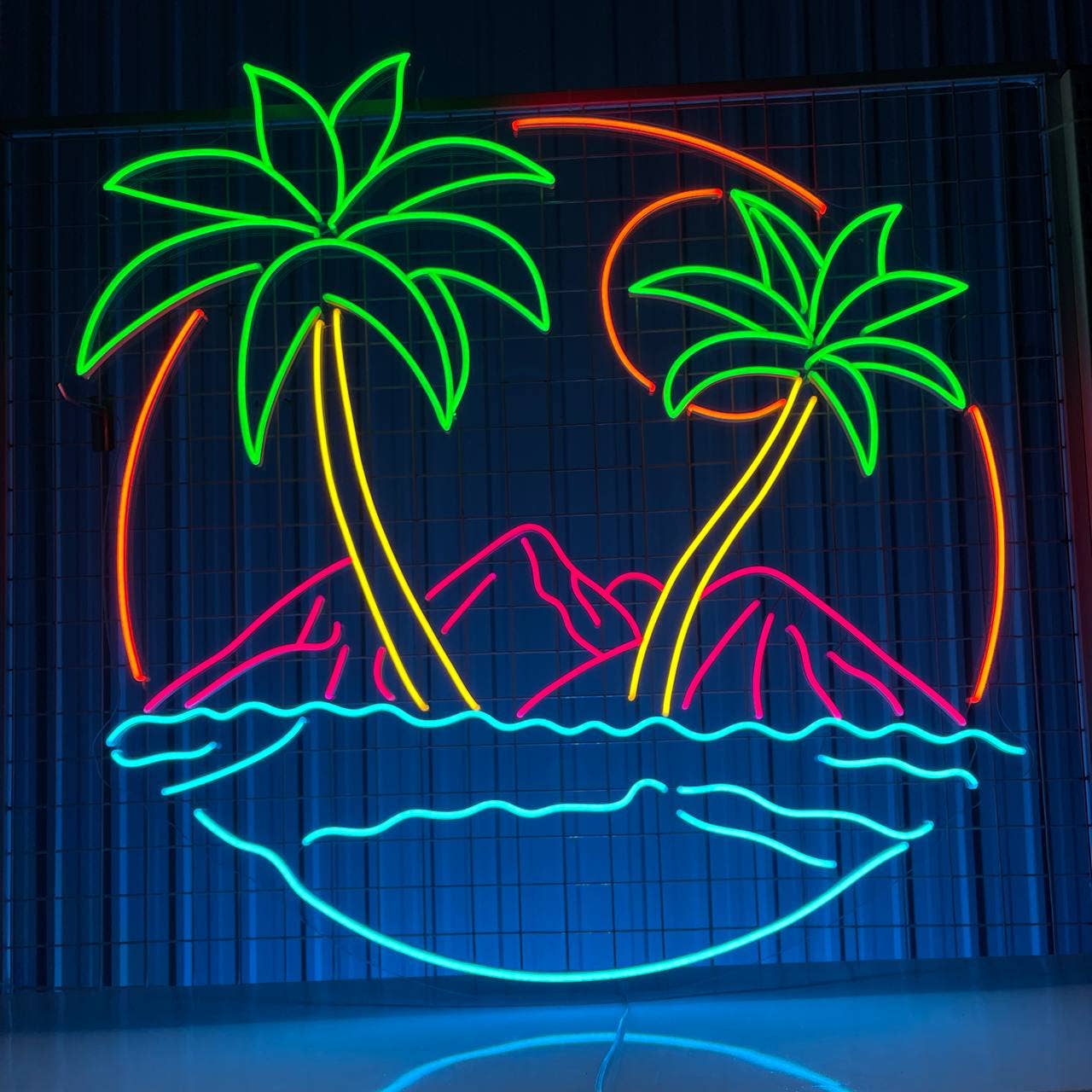 Mountain And Beach Neon Signs Tropical Wall Art Decor