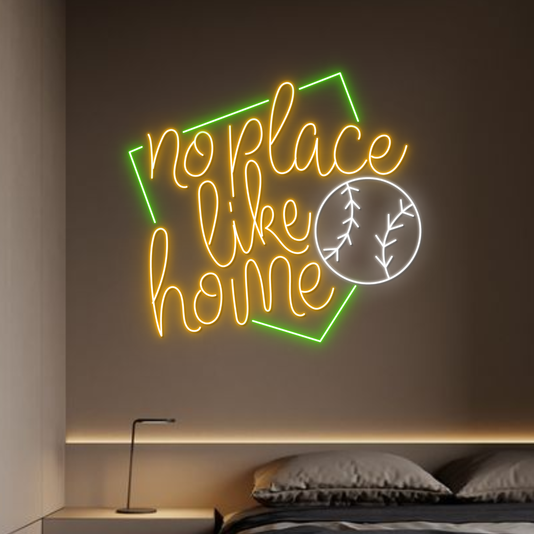 No Place Like Home Baseball Neon Sign Baseball Wall Decor