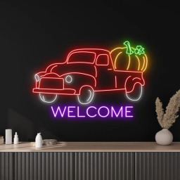 Farm Truck Neon Sign Thanksgiving Farm Decor Welcome Sign