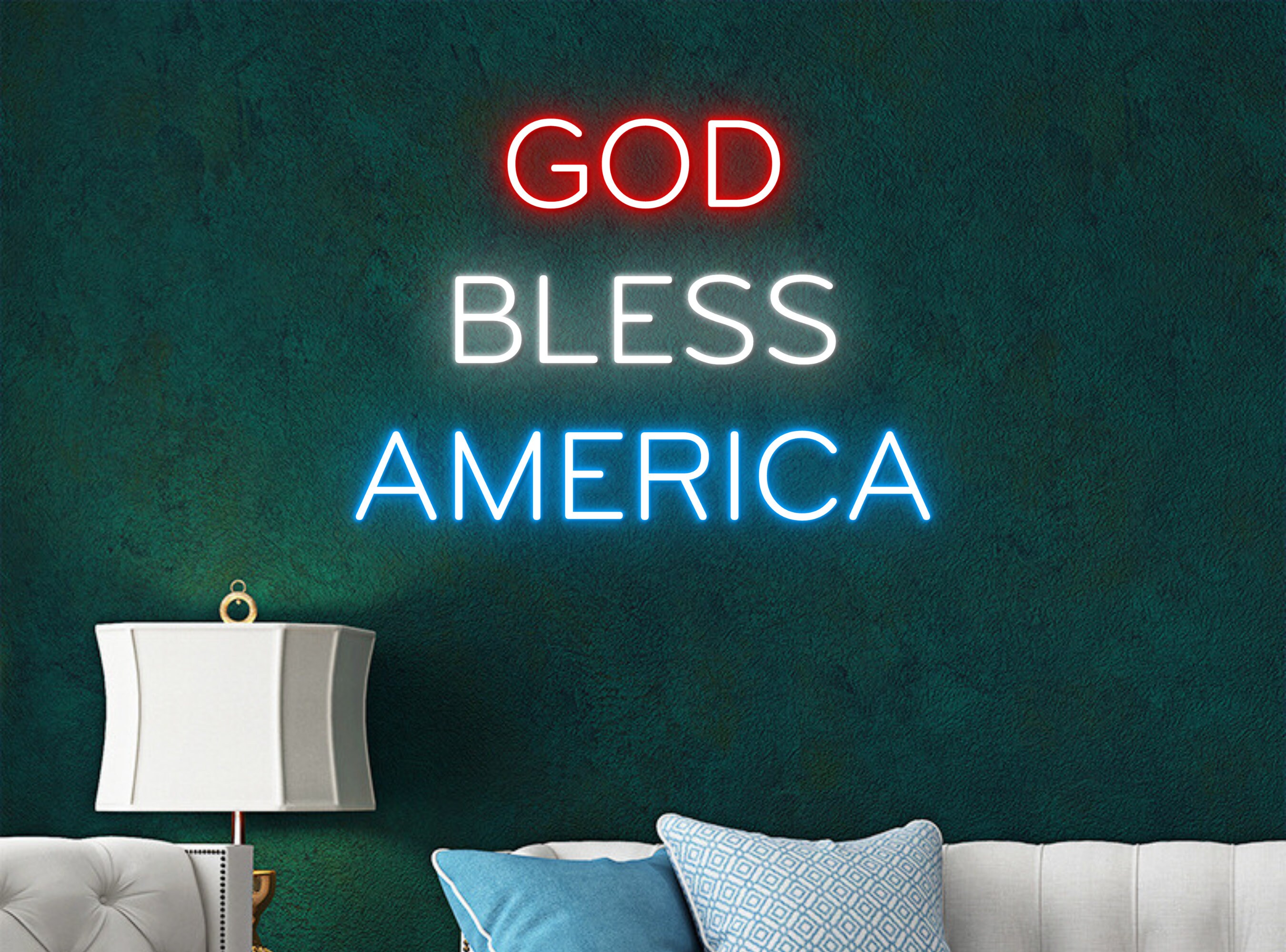 God Bless America Neon Sign Independence Day Wall Decor