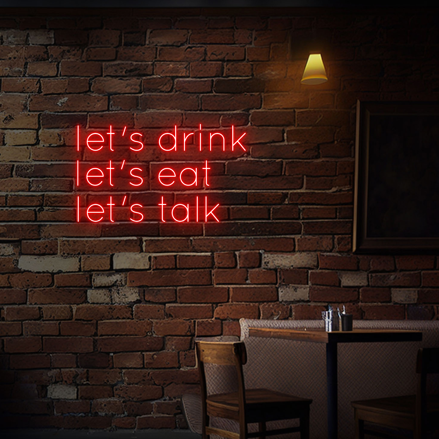 Let's Drink Let's Eat Let's Talk Neon LED Sign Restaurant Wall Art Decor