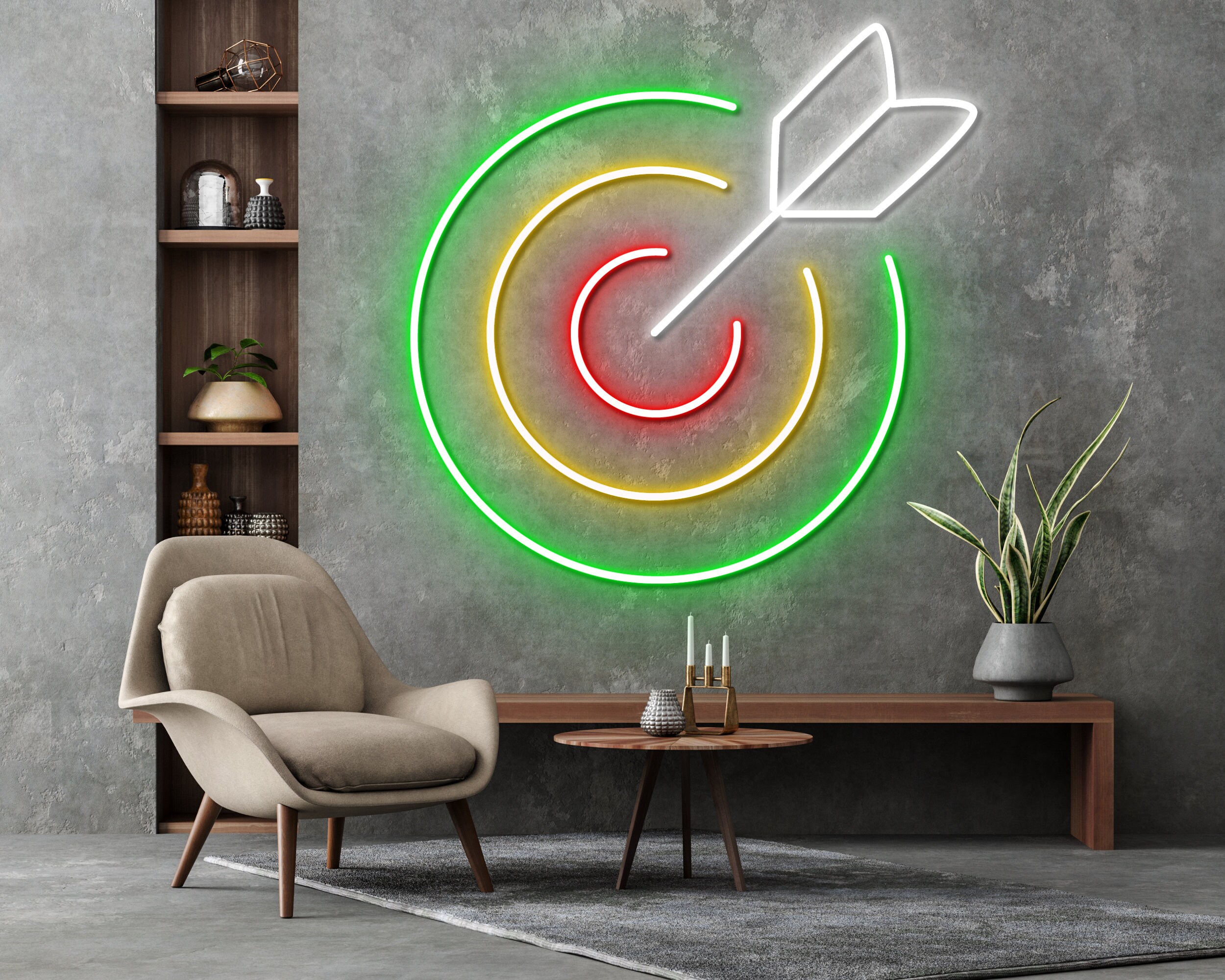 Target With Dart Neon Sign Hanging Sign Wall Art