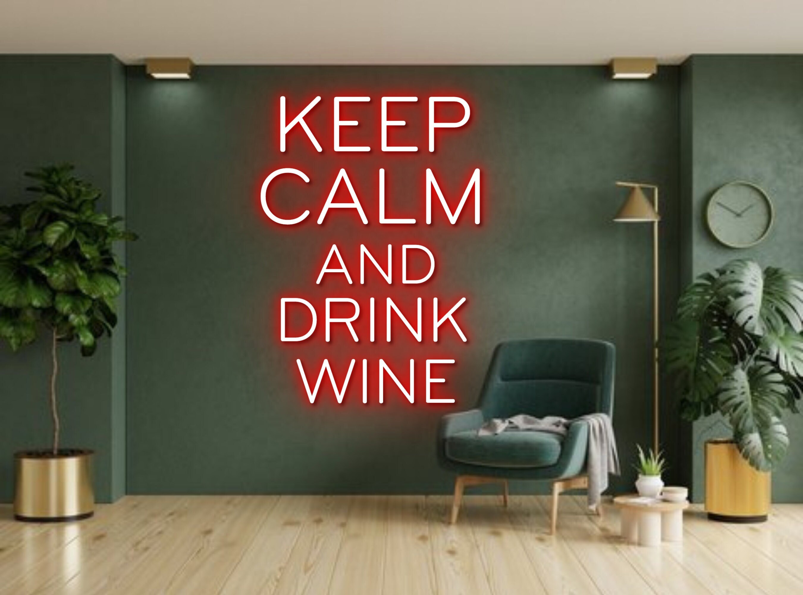 Keep Calm And Drink Wine Neon Sign