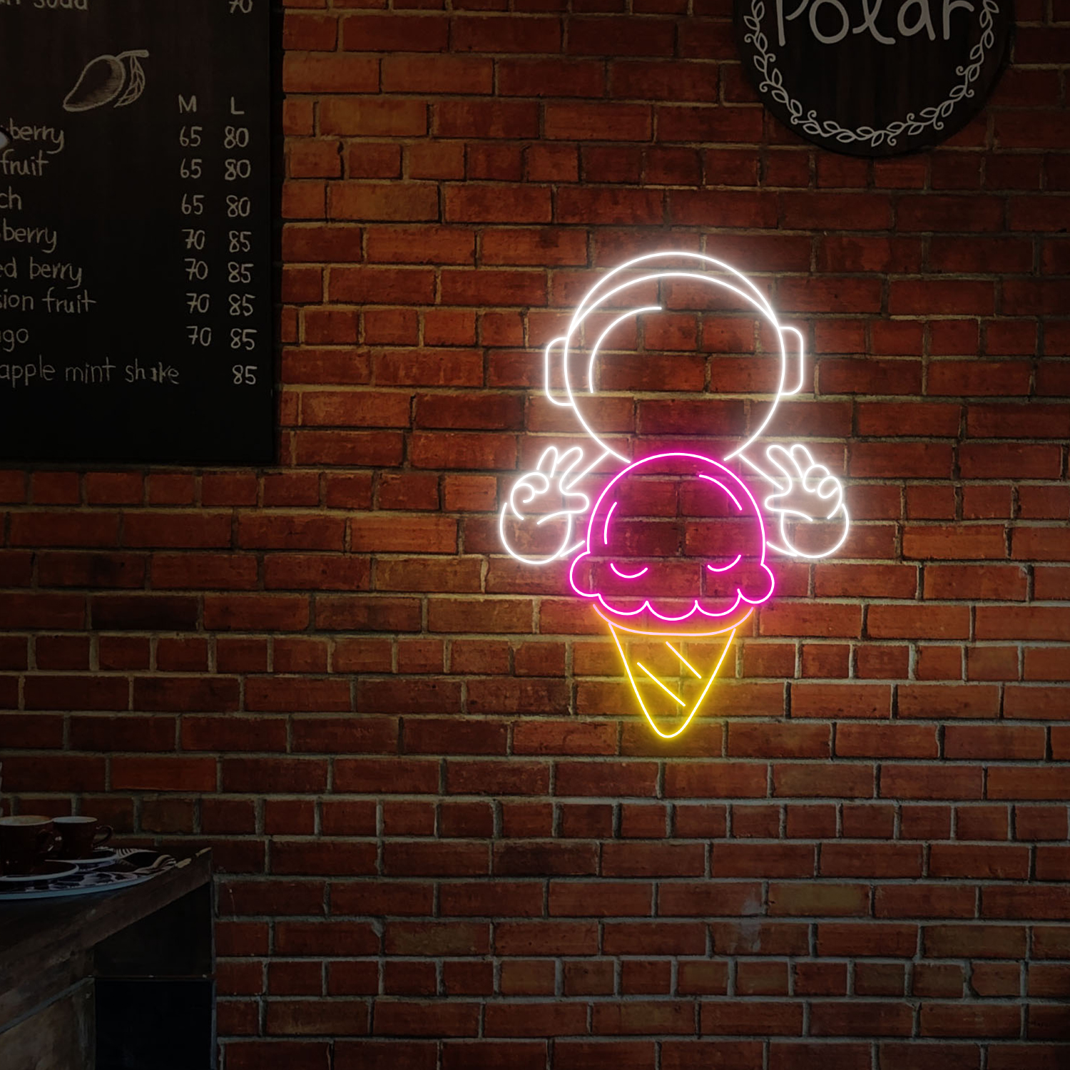 Astronaut Eating Icream Neon Sign Icream Shop Wall Decor